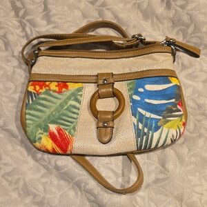 Tropical Print Tan Women's Bag